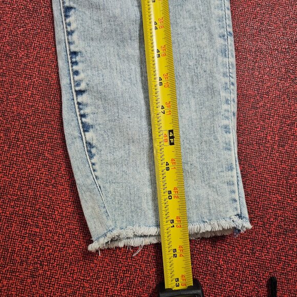 Sonoma Distressed Acid Wash Denim Overalls Girl 14 Lace Knee Patch Raw Hem Retro - Picture 8 of 9